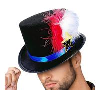Cappello a cilindro patriottico, cappello a cilindro con piume per il quarto di luglio, copricapo per feste festive, accessorio divertente per costumi, copricapo di carnevale per donne, uomini, adulti