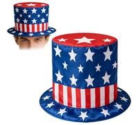 Cappello a cilindro per il giorno dell'indipendenza 4 luglio, cappello da pescatore patriottico con dettaglio bandiera americana, copricapo per il giorno dell'indipendenza, per festival, carnevale
