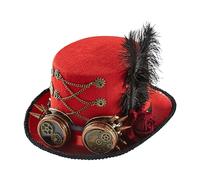 Cappello a cilindro Steampunk - Copricapo in costume gotico con occhiali, cappello in feltro regolabile, accessorio punk retrò per uomini, donne, adolescenti, adulti, teatro, circo, spettacoli, eventi