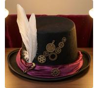 Cappello a Cilindro Steampunk Decorativo Cilindro Nero Strutturato