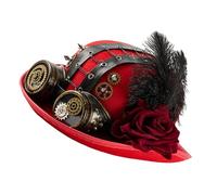 Cappello a cilindro vittoriano fatto a mano con occhiali a catena ingranaggi Rose Decors Roleplay Costume Copricapo Cappello a cupola per spettacoli teatrali Steampunk Party