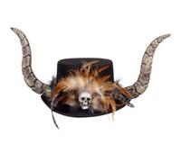 Cappello a cilindro voodoo papa legba con corna - halloween