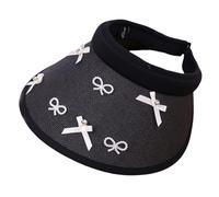 Cappello a cilindro vuoto da donna a tesa larga per esterni Regolare la dimensione della testa del sole con fiocco decalcomanie per il campeggio parasole da donna, Nero , Taglia unica