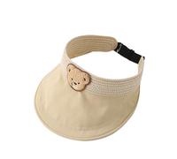 Cappello a cilindro vuoto per bambini a tesa larga per esterni Regola la dimensione della testa del sole con decalcomanie dell'orso del fumetto per il campeggio parasole, cachi, Taglia unica