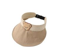 Cappello a cilindro vuoto per bambini a tesa larga per esterni Regola la dimensione della testa del sole con decalcomanie dell'orso del fumetto per il campeggio parasole, Colore caffè., Taglia unica
