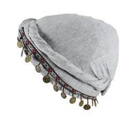 Cappello a coda di torsione alla moda per adulti traspirante treccia con bordo a moneta Turbante traspirante campeggio all'aperto escursionismo cappello teschio moda, Grigio chiaro, Taglia unica