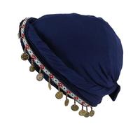 Cappello a coda di torsione alla moda per adulti traspirante treccia con bordo a moneta Turbante traspirante campeggio all'aperto escursionismo cappello teschio moda, blu navy, Taglia unica