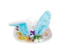 Cappello a coniglietto pasquale - Rosa/Bianco, copricapo stagionale, cappello da cowgirl, orecchie di coniglio di peluche, tesa larga, sottogola regolabile | Ricerca uova, carnevale, feste