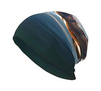 Cappello a Cuffia con Montagne Che circondano Il Lago Cappello Lavorato a Maglia alla Moda Berretto da Notte Hip-Hop Morbido Elasticizzato Morbido per Donna Uomo Nero
