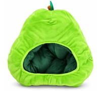 Cappello a Forma di Frutto in Peluche per Carnevale, Halloween e Cosplay | Peluche Verde, Ovatta PP, Apertura per il Viso, Foglia e Gambo, Chiusura Hook Loop, Circonferenza 50-58 cm