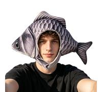 Cappello a Forma di Pesce in Peluche Costume Pazzo Traspirante per la Testa
