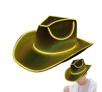 Cappello a LED senza fili da cowboy | Cappelli da cowboy cappelli da cowgirl occidentali | Cappelli da festa battuti, cappello vestito, per costumi da discoteca occidentale | Cappello per