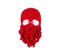 Cappello a maglia a mano, divertente tentacle, per adulti, unisex, divertente, per cosplay, feste, Halloween, colore rosso