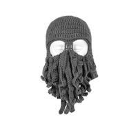 Cappello a maglia a mano, divertente tentacle, per adulti, unisex, divertente, per cosplay, Halloween, colore grigio