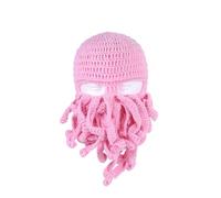 Cappello a maglia a mano, divertente tentacle, per adulti, unisex, divertente, per cosplay, Halloween, rosa