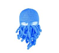 Cappello a maglia a mano, funny tentacle, per adulti, unisex, divertente, per cosplay, Halloween, colore blu