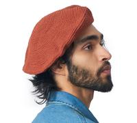 Cappello A Maglia E Basco Donna, Cappellino all'Uncinetto in 100% Cotone, Berretto Francese da Uomo Crochet Fatto A Mano per L'Estate E l'inverno Arancia Ruggine
