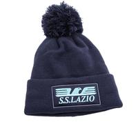 Cappello a Maglia interno pile pon pon con patch pelle ricamato SS LAZIO Prodotto Ufficiale