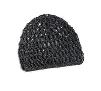 Cappello a maglia scavata a forma di teschio, fatto a mano all'uncinetto, senza tesa per donne e adolescenti, copertura per capelli a rete per copricapo traspirante all'uncinetto, Nero , Taglia unica