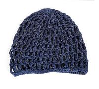 Cappello a maglia scavata a forma di teschio, fatto a mano all'uncinetto, senza tesa per donne e adolescenti, copertura per capelli a rete per copricapo all'uncinetto senza tesa, blu navy, Taglia