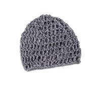 Cappello a maglia scavata a forma di teschio, fatto a mano all'uncinetto, senza tesa per donne e adolescenti, copertura per capelli a rete per copricapo all'uncinetto senza tesa, grigio, Taglia unica