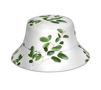 Cappello a Secchiello Bianco con Stampa di ramoscelli e vegetazione Naturale per Uomo e Donna, Pieghevole, con Protezione Solare, Reversibile, Ideale per la Pesca e l'escursionismo.