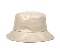 Cappello a secchiello Cappelli a in ecopelle Cappellino a in pelle PU Solid Top da uomo e donna pescatore Panama Cappellini berretto di pelle(Beige)