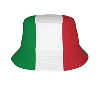 Cappello a secchiello con bandiera dell'Italia, pieghevole, leggero, ripiegabile, estivo, da spiaggia, pesca, per uomo e donna, nero, taglia unica, Nero, taglia unica