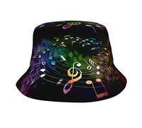 Cappello a secchiello con note musicali, pieghevole, leggero, ripiegabile, estivo, da spiaggia, pesca, per uomini e donne, nero, taglia unica, Nero, taglia unica