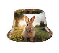 Cappello a Secchiello con Stampa Animalier dalle Orecchie Bianche, Cappello a Secchiello alla Moda, Adatto per la Pesca, la Spiaggia e Il Giardinaggio.