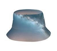 Cappello a Secchiello con Stampa Cielo Notturno e Alberi, Cappello da Sole alla Moda per Esterni, Cappello da Pescatore per Uomo e Donna.