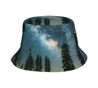 Cappello a Secchiello con Stampa Cielo Notturno e Alberi, Cappello da Sole alla Moda per Esterni, Cappello da Pescatore per Uomo e Donna