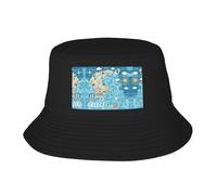 Cappello a Secchiello con Stampa della Mappa della Grecia per Uomo e Donna, Pieghevole, con Protezione Solare, Reversibile, Ideale per la Pesca e l'escursionismo.