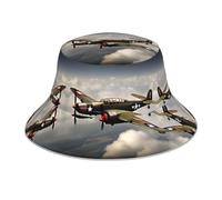 Cappello a Secchiello con Stampa di Aerei della Seconda Guerra Mondiale per Uomo e Donna, Pieghevole, con Protezione Solare, Reversibile, Ideale per la Pesca e l'escursionismo.