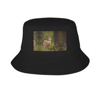 Cappello a Secchiello con Stampa di Cervo dalla Coda Bianca e cerbiatto nella Natura Selvaggia, Uomo Donna, Pieghevole con Protezione Solare per Pesca e Trekking