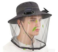 Cappello a secchiello con ventaglio UPF50+ e rete, grigio