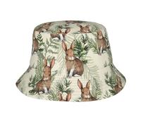 Cappello a Secchiello da Uomo con Lepre Dietro Una Foglia, Cappello a Secchiello Casual da Esterno con Protezione UV e Protezione Solare