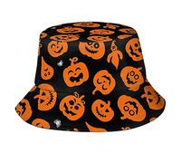 Cappello a Secchiello di Halloween a Forma di Zucca per Uomo e Donna, Pieghevole, alla Moda, Unisex, con Stampa di Halloween, Reversibile.