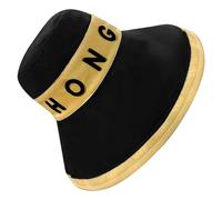 Cappello a secchiello in cotone doppiostrato per donna e ragazza, protezione UV, nero e giallo plus