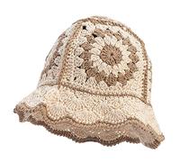 Cappello a Secchiello Invernale da Donna Cappello a Cloche Lavorato a Maglia alla Moda Cappello all'Uncinetto Caldo a Tinta Unita Beige