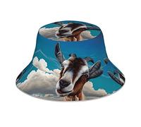 Cappello a secchiello riflettente con stampe di capra =>> leggero, traspirante, pieghevole, unisex per attività all'aperto quattro stagioni durevole nero, nero, taglia unica