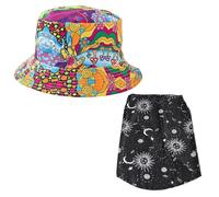 Cappello A Secchiello Stampato Colorato Da 1 Pezzo, Velo Di Protezione Solare Da 1 Pezzo, Cappello Da Sole Reversibile, Cappello Da Decorazione Per Feste