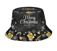 Cappello a Secchiello Unisex alla Moda per Natale con Babbo Natale e Fiocchi di Neve, Ideale per L'Estate e Le Vacanze Natalizie, Perfetto per Uomini, Donne e Ragazzi.