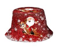 Cappello a Secchiello Unisex alla Moda per Natale con Babbo Natale e Fiocchi di Neve, Ideale per L'Estate e Le Vacanze Natalizie, Perfetto per Uomini, Donne e Ragazzi.