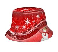 Cappello a Secchiello Unisex alla Moda per Natale con Babbo Natale e Fiocchi di Neve, Ideale per L'Estate e Le Vacanze Natalizie, Perfetto per Uomini, Donne e Ragazzi.