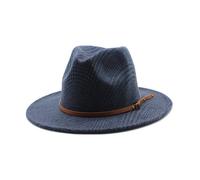 Cappello a tesa larga in lana scozzese, cappello a tesa piatta autunnale e invernale, cappello classico britannico Jazz (blu navy)