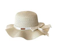 Cappello a tesa larga per bambini, cappello da sole, orecchie da coniglio per bambini, borsa di paglia in movimento, cappello da spiaggia, cappello da pescatore, berretto estivo, Beige, 2-5 Years
