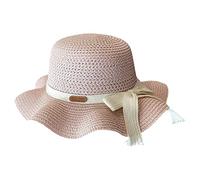 Cappello a tesa larga per bambini, cappello da sole, orecchie da coniglio per bambini, borsa di paglia in movimento, cappello da spiaggia, cappello da pescatore, berretto estivo, rosa, 2-5 Years