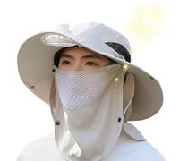 Cappello a ventaglio | Cappello da sole con blocco UV che assorbe il sudore | Cappello da sole a tesa larga con ventilatore | per escursionismo, agricoltore, ciclismo, viaggi, golf, Cachi poco