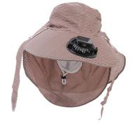 Cappello a ventaglio ricaricabile tramite USB, con ventola di raffreddamento e vento regolabile, con patta per il collo, cappello da pesca per donne e uomini, uso esterno solare, cachi, Taglia unica